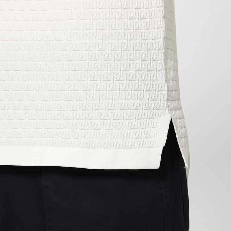 BARNEYS NEW YORK スキッパーニットポロシャツ WHITE