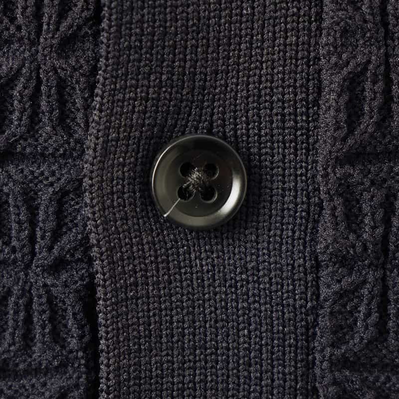BARNEYS NEW YORK スキッパーニットポロシャツ NAVY