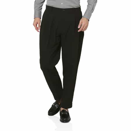 セットアップ ストレッチ素材タック入りパンツ