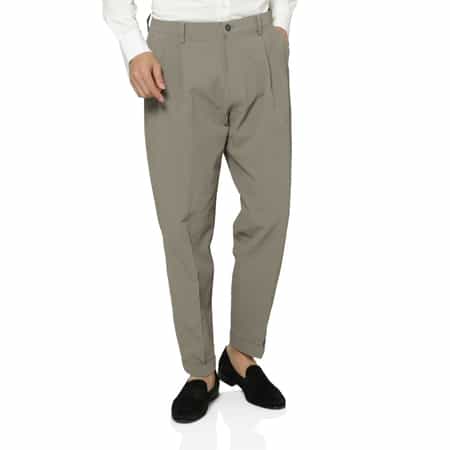 セットアップ ストレッチ素材タック入りパンツ