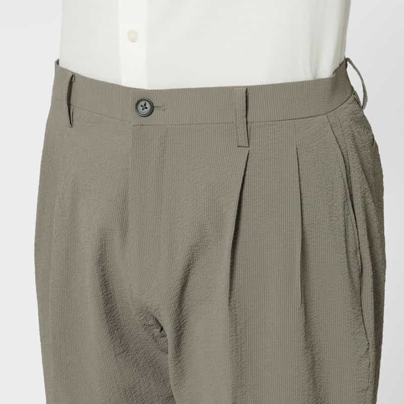 BARNEYS NEW YORK セットアップ ストレッチ素材タック入りパンツ GRAY