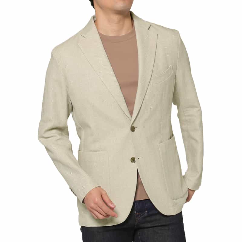 BARNEYS NEW YORK ヘリンボーン柄テーラードジャケット BEIGE