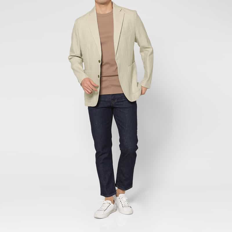 BARNEYS NEW YORK ヘリンボーン柄テーラードジャケット BEIGE