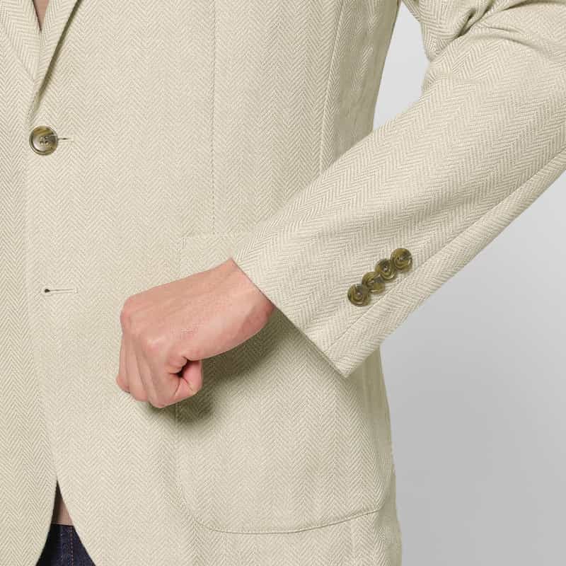 BARNEYS NEW YORK ヘリンボーン柄テーラードジャケット BEIGE