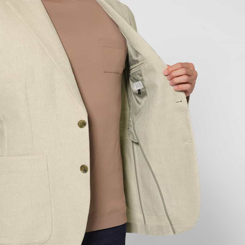 BARNEYS NEW YORK ヘリンボーン柄テーラードジャケット BEIGE