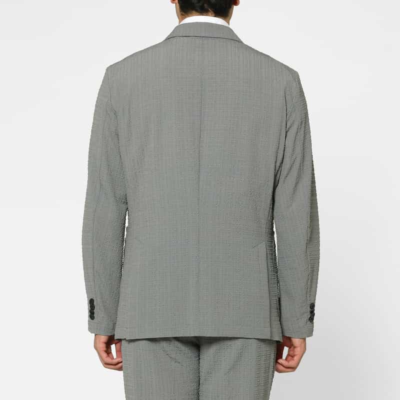 BARNEYS NEW YORK セットアップ ブロックサッカー素材テーラードジャケット GRAY