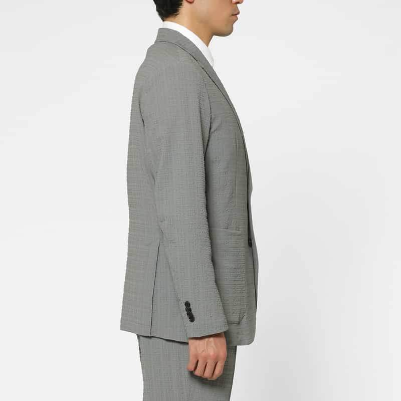 BARNEYS NEW YORK セットアップ ブロックサッカー素材テーラードジャケット GRAY