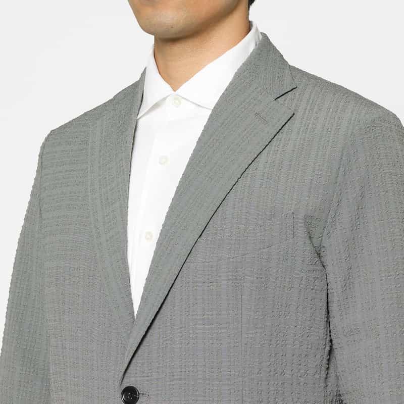 BARNEYS NEW YORK セットアップ ブロックサッカー素材テーラードジャケット GRAY