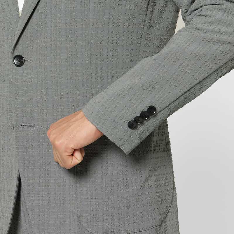 BARNEYS NEW YORK セットアップ ブロックサッカー素材テーラードジャケット GRAY