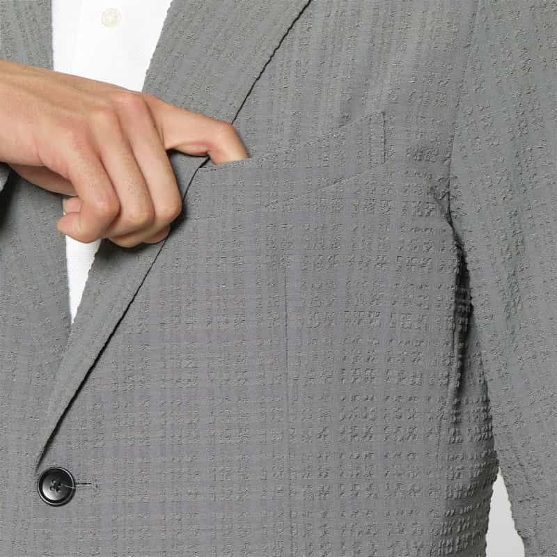 BARNEYS NEW YORK セットアップ ブロックサッカー素材テーラードジャケット GRAY