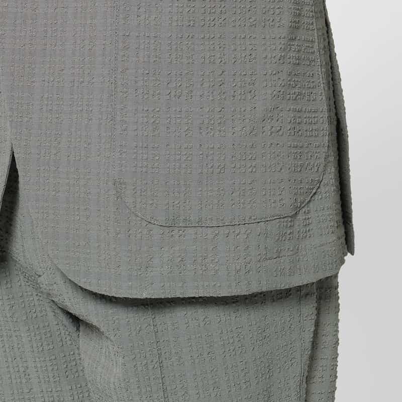 BARNEYS NEW YORK セットアップ ブロックサッカー素材テーラードジャケット GRAY