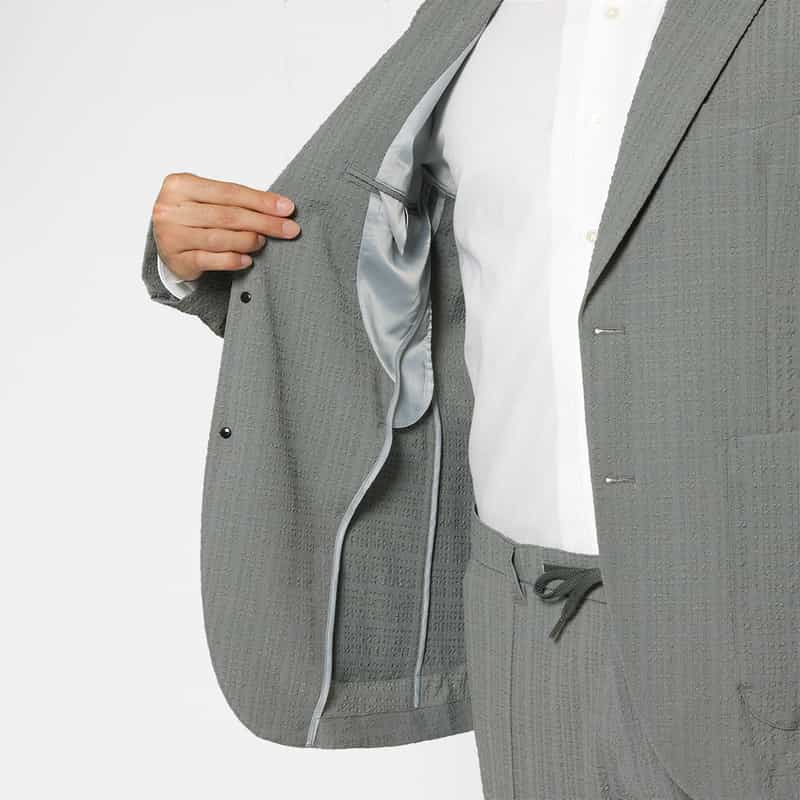 BARNEYS NEW YORK セットアップ ブロックサッカー素材テーラードジャケット GRAY