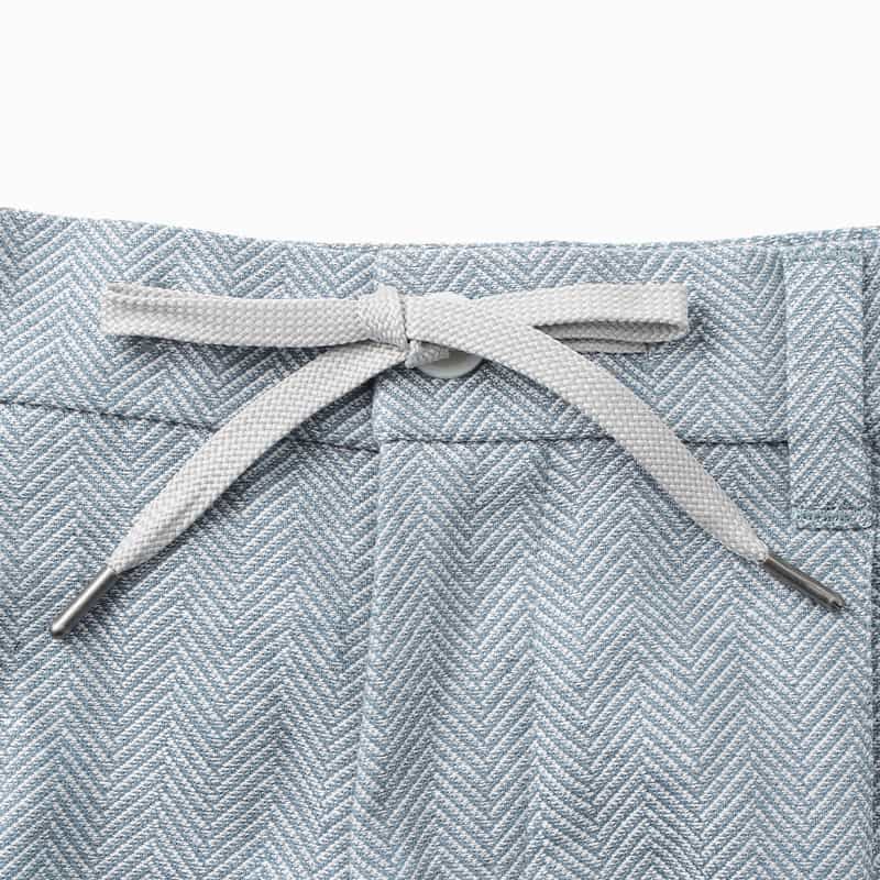 BARNEYS NEW YORK コットン×リネン素材 ヘリンボーン柄ストレッチパンツ BLUE