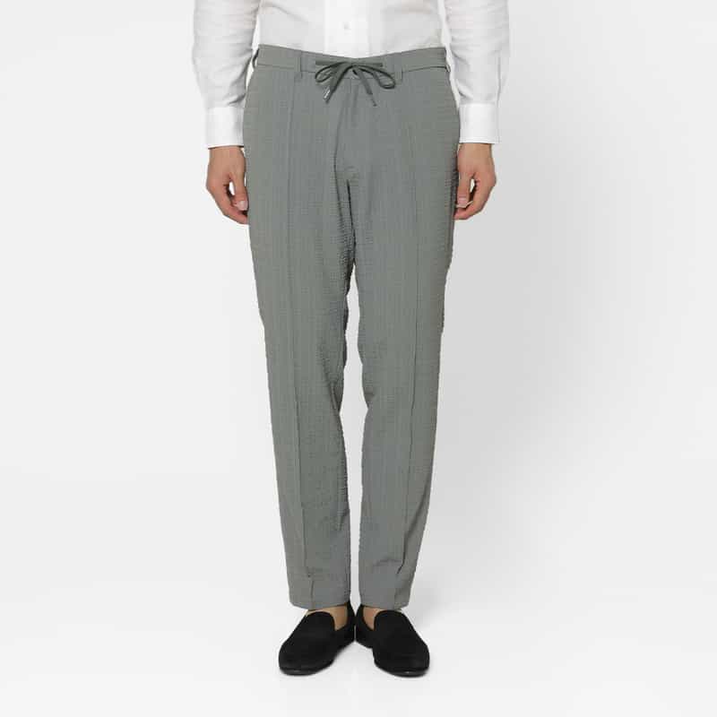 BARNEYS NEW YORK セットアップ ブロックサッカー素材ストレッチパンツ GRAY