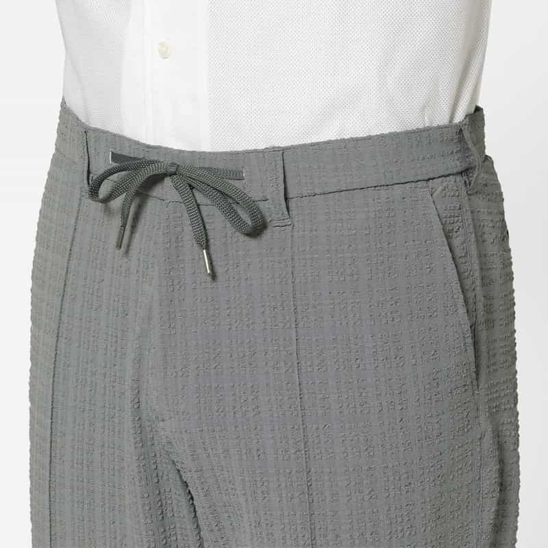 BARNEYS NEW YORK セットアップ ブロックサッカー素材ストレッチパンツ GRAY