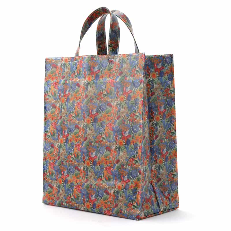 BARNEYS NEW YORK リバティ柄PVC素材 ロゴトートバッグ（L） BLUE