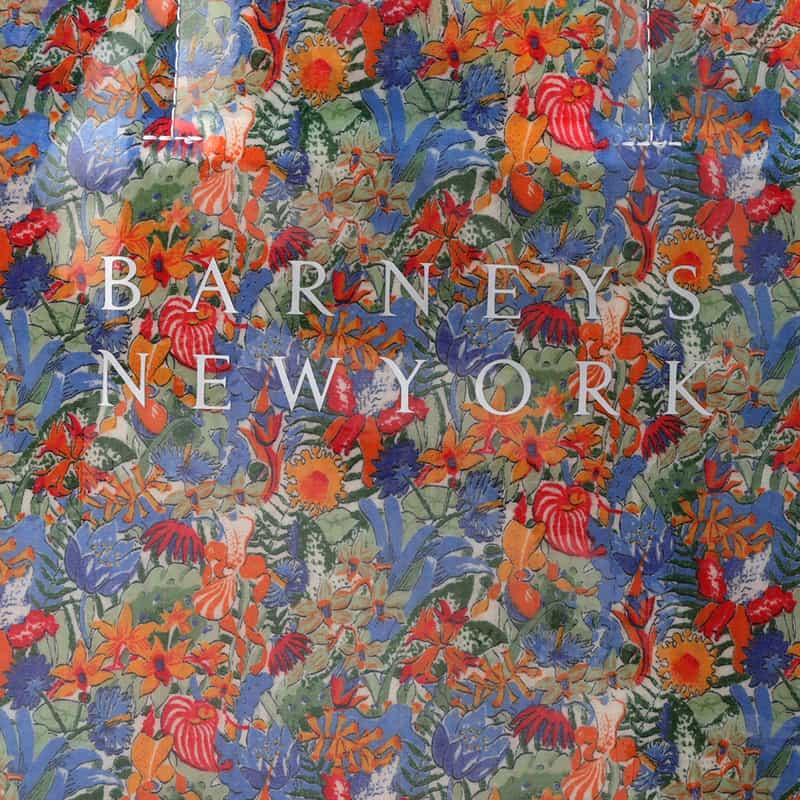BARNEYS NEW YORK リバティ柄PVC素材 ロゴトートバッグ（L） BLUE