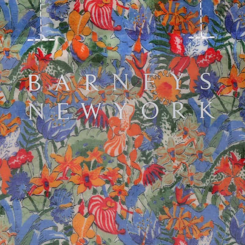 BARNEYS NEW YORK リバティ柄PVC素材 ロゴトートバッグ（M） BLUE