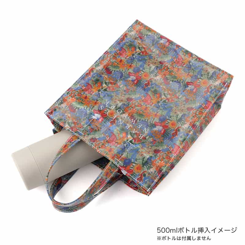 BARNEYS NEW YORK リバティ柄PVC素材 ロゴトートバッグ（M） BLUE