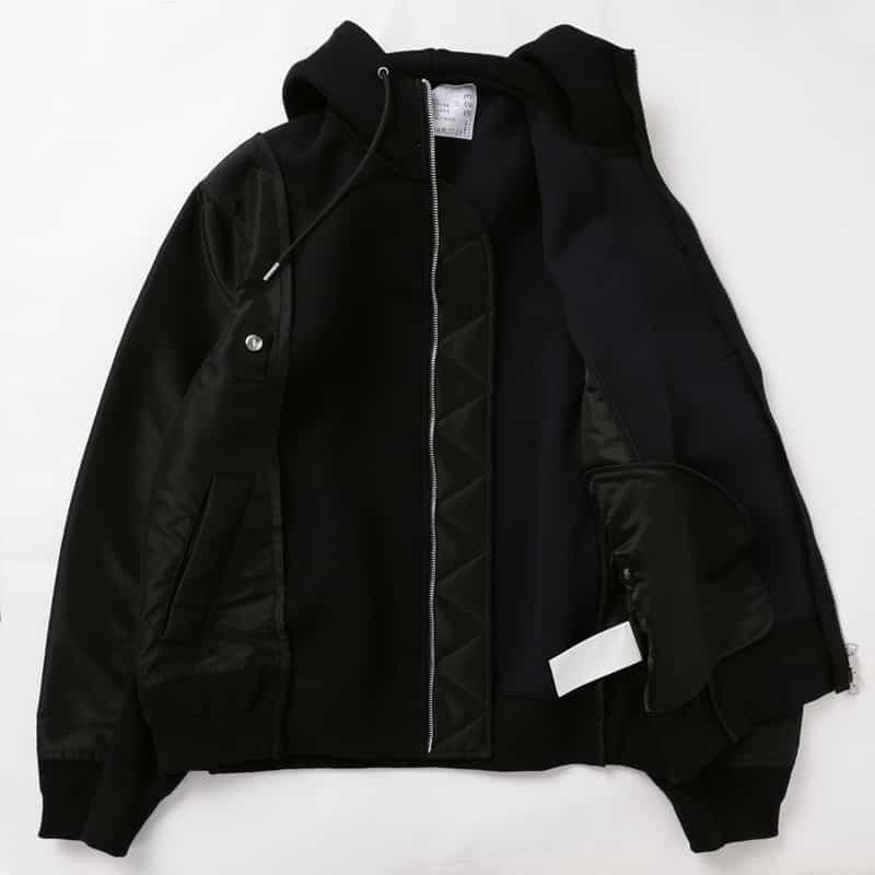 SACAI SACAI＜サカイ＞ コンビネーション ジップアップパーカー BLACK