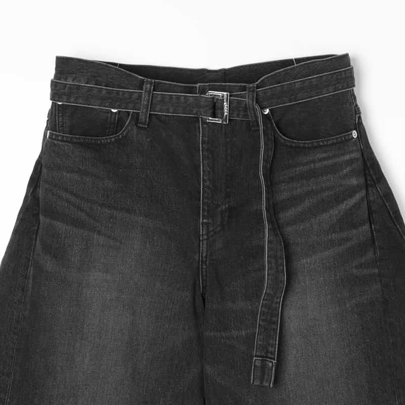 SACAI SACAI＜サカイ＞ ベルト付きデニムパンツ BLACK