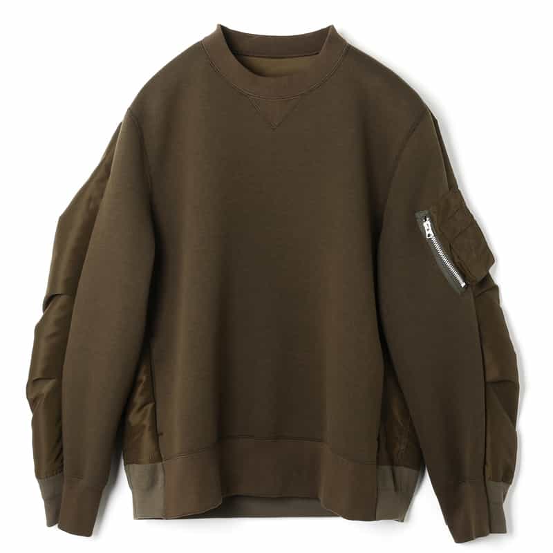 SACAI SACAI＜サカイ＞ コンビネーション スウェットプルオーバー BROWN