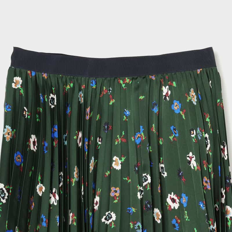 SACAI SACAI＜サカイ＞ フローラル柄プリーツスカート GREEN