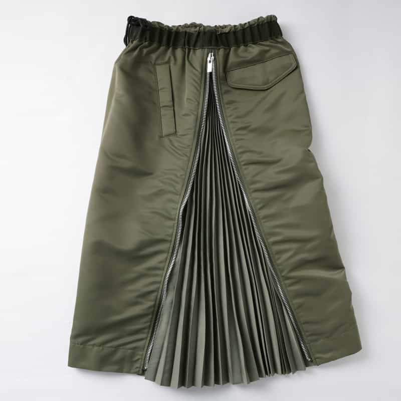 SACAI SACAI＜サカイ＞ サイドプリーツ入りツイルスカート KHAKI