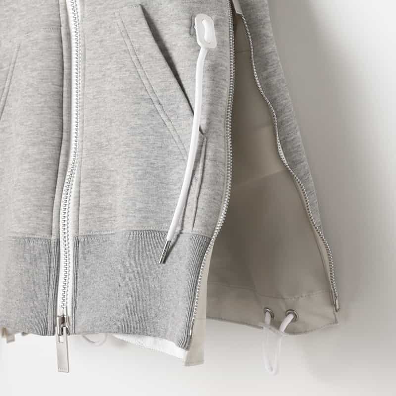 SACAI SACAI＜サカイ＞ コンビネーション ジップアップパーカー LIGHT GRAY