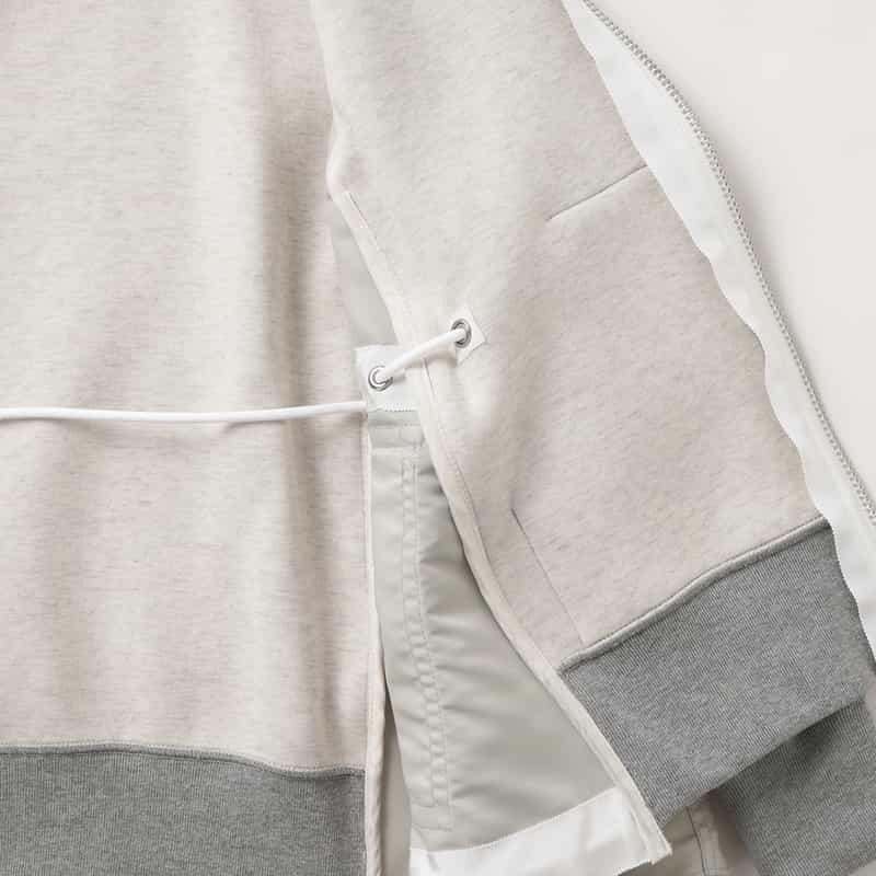 SACAI SACAI＜サカイ＞ コンビネーション ジップアップパーカー LIGHT GRAY