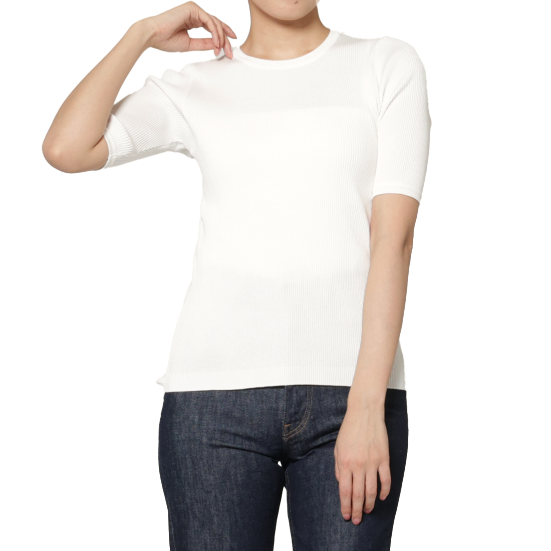 AURALEE＜オーラリー＞ コットンハイゲージリブニットTシャツ