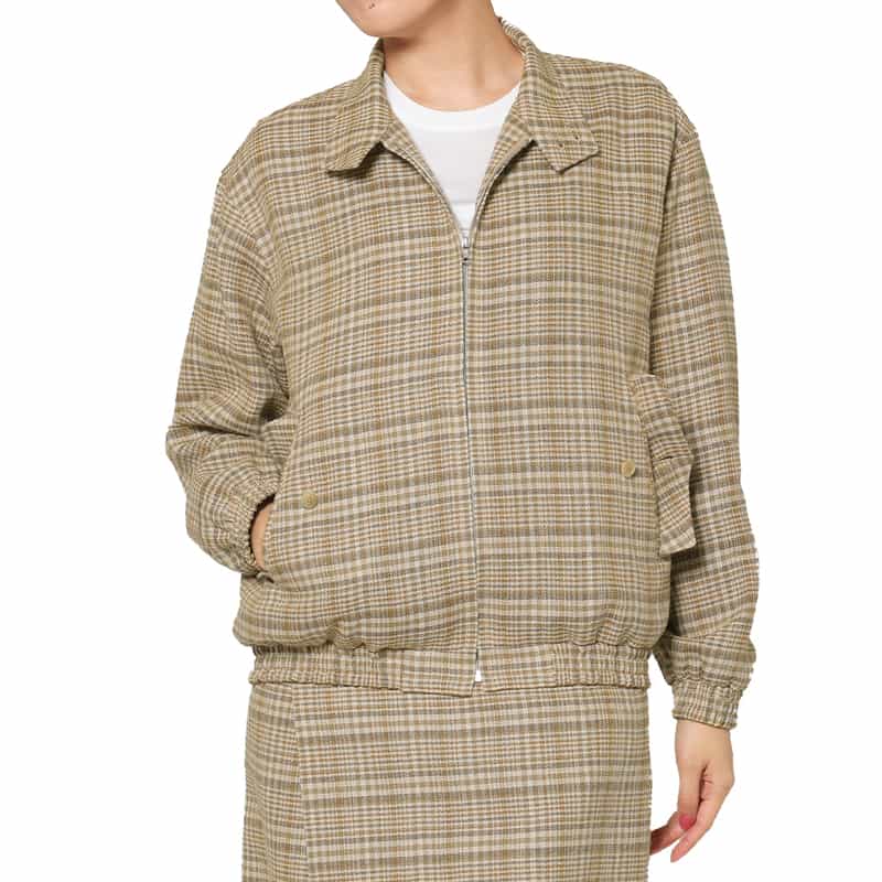 AURALEE＜オーラリー＞ シルクリネン素材チェック柄ジップアップブルゾン