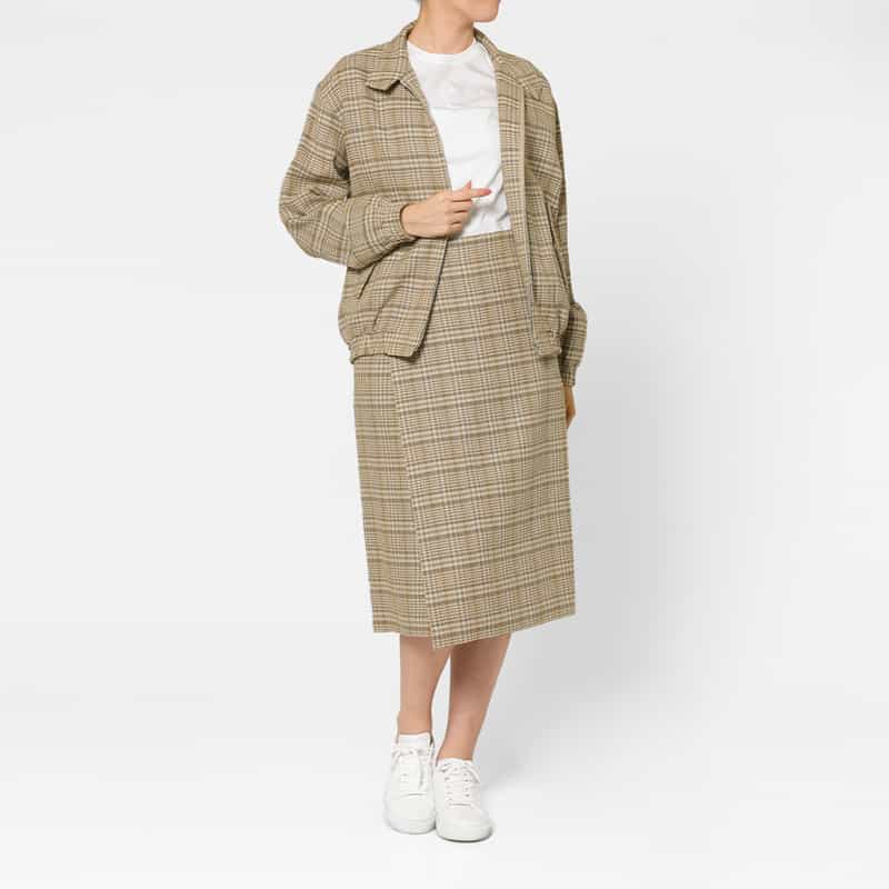 AURALEE AURALEE＜オーラリー＞ シルクリネン素材チェック柄ジップアップブルゾン LT BEIGE