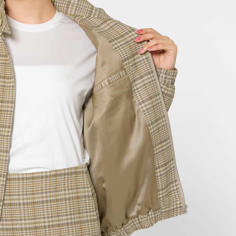 AURALEE AURALEE＜オーラリー＞ シルクリネン素材チェック柄ジップアップブルゾン LT BEIGE