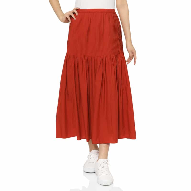 AURALEE AURALEE ＜オーラリー＞ ピンタックデザインロングスカート RED