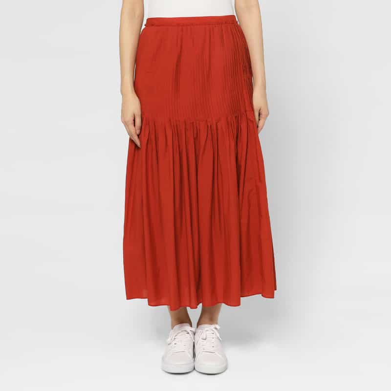 AURALEE AURALEE ＜オーラリー＞ ピンタックデザインロングスカート RED