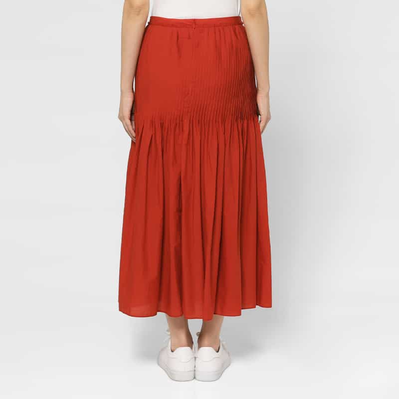 AURALEE AURALEE ＜オーラリー＞ ピンタックデザインロングスカート RED