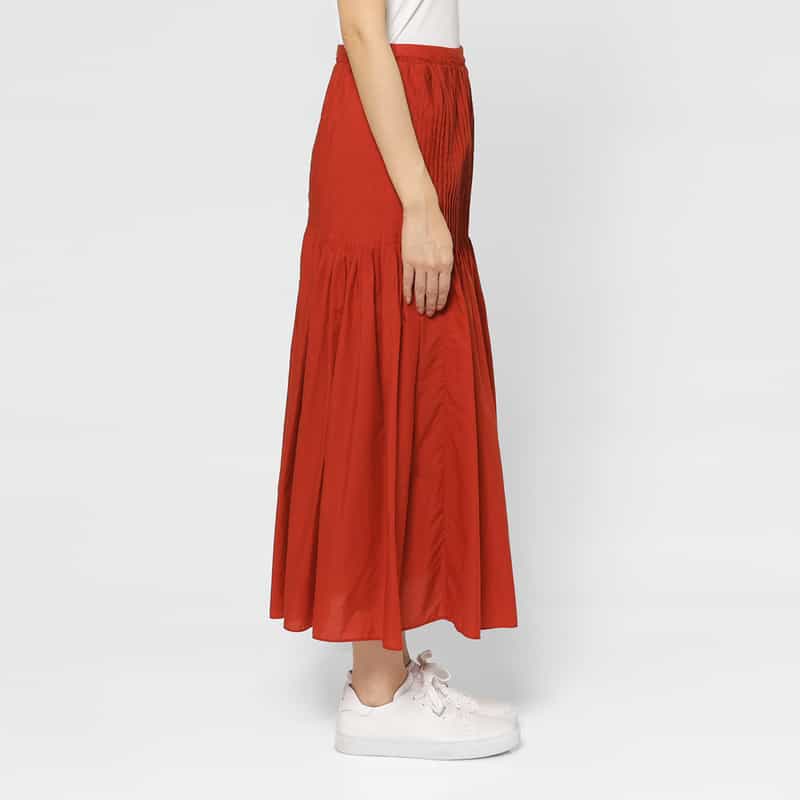 AURALEE AURALEE ＜オーラリー＞ ピンタックデザインロングスカート RED