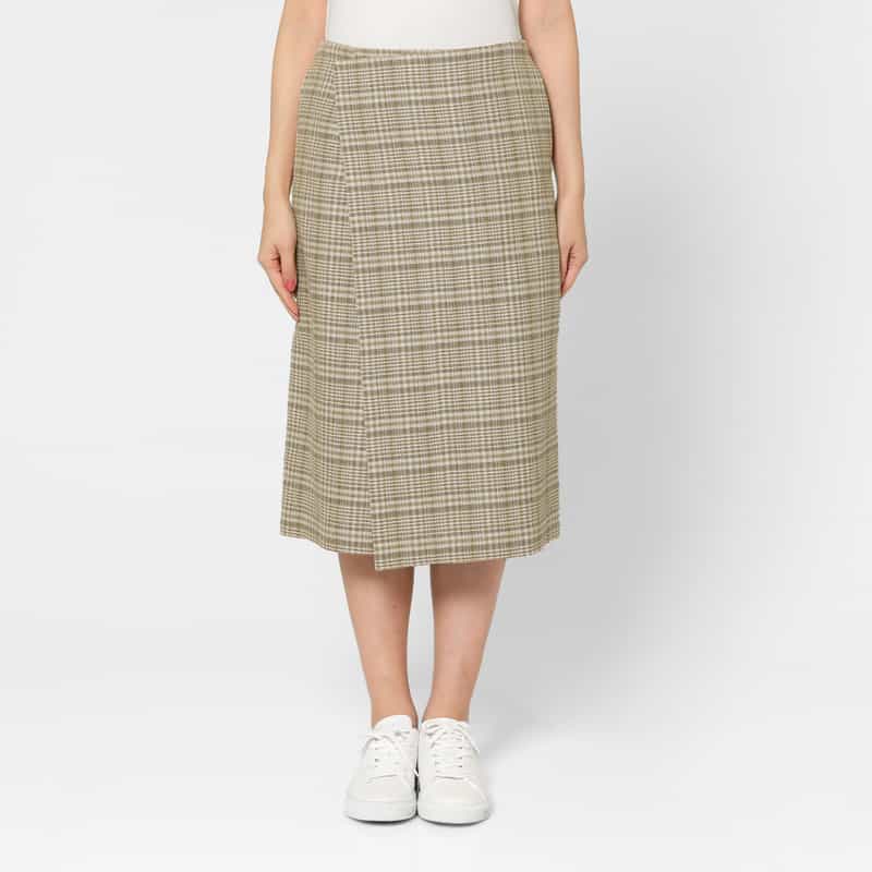 AURALEE AURALEE＜オーラリー＞ シルクリネン素材チェック柄ラップスカート LT BEIGE