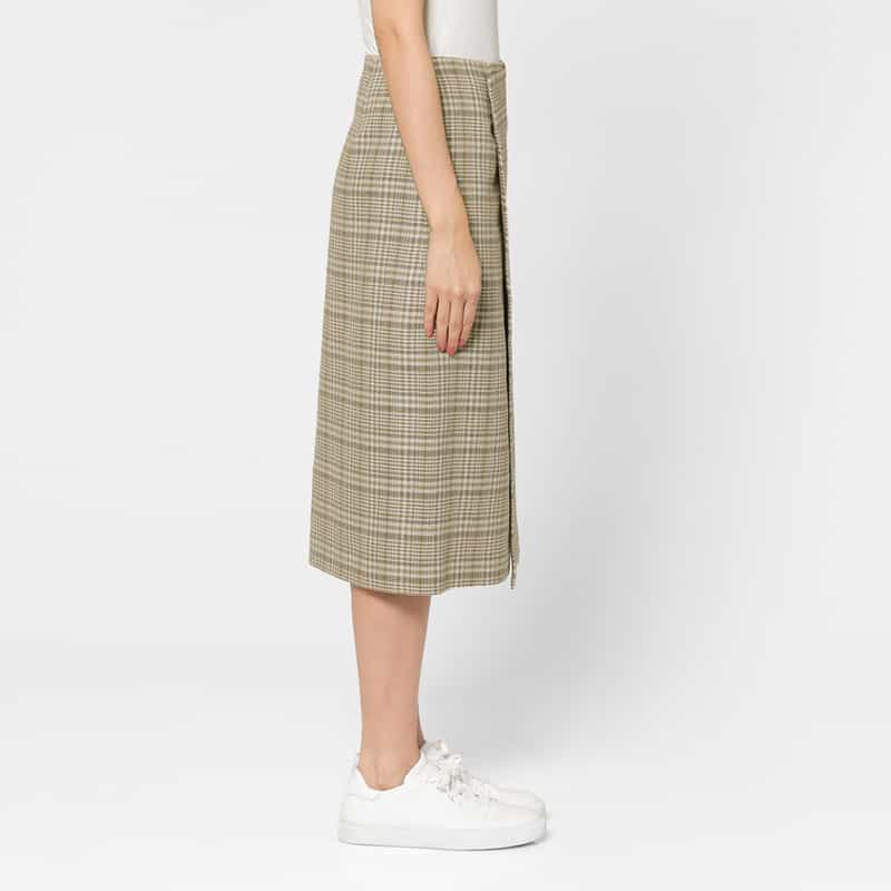 AURALEE AURALEE＜オーラリー＞ シルクリネン素材チェック柄ラップスカート LT BEIGE