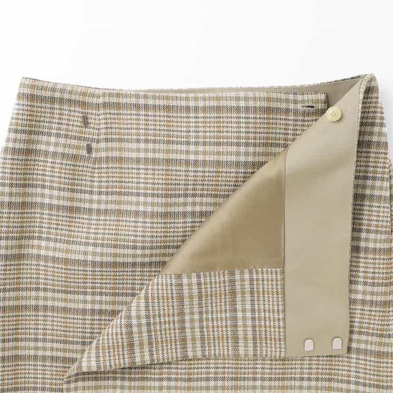 AURALEE AURALEE＜オーラリー＞ シルクリネン素材チェック柄ラップスカート LT BEIGE