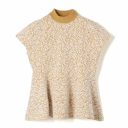 セットアップ ウォッシャブル ジャカード素材ハイネック フレアニットプルオーバー