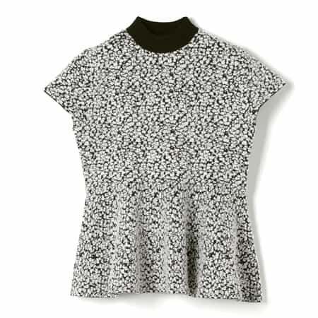 セットアップ ウォッシャブル ジャカード素材ハイネック フレアニットプルオーバー