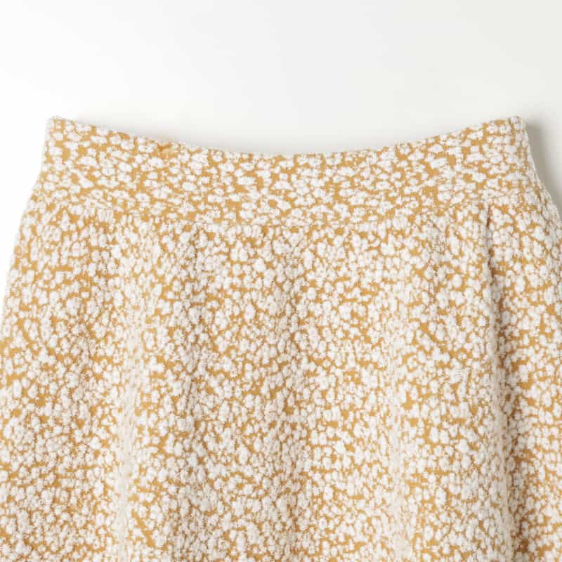 BARNEYS NEW YORK セットアップ ウォッシャブル ジャカード素材フレアスカート CAMEL