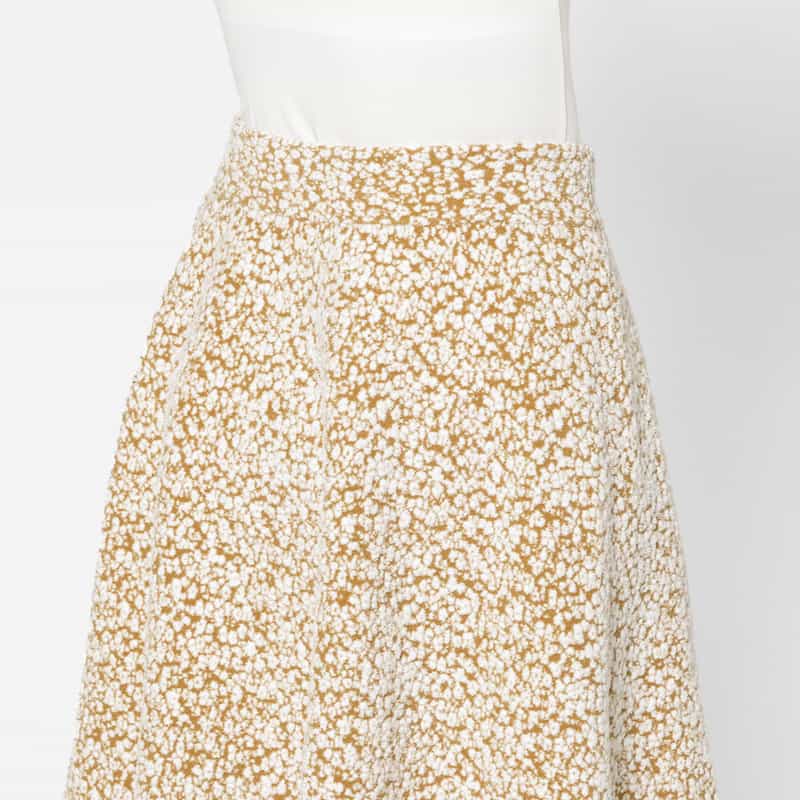 BARNEYS NEW YORK セットアップ ウォッシャブル ジャカード素材フレアスカート CAMEL