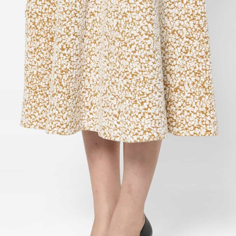 BARNEYS NEW YORK セットアップ ウォッシャブル ジャカード素材フレアスカート CAMEL