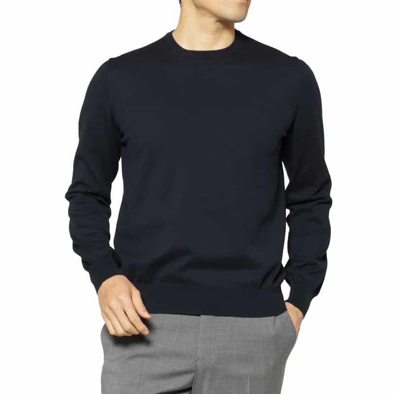 GRANSASSO GRANSASSO＜グランサッソ＞ コットンニットプルオーバー NAVY