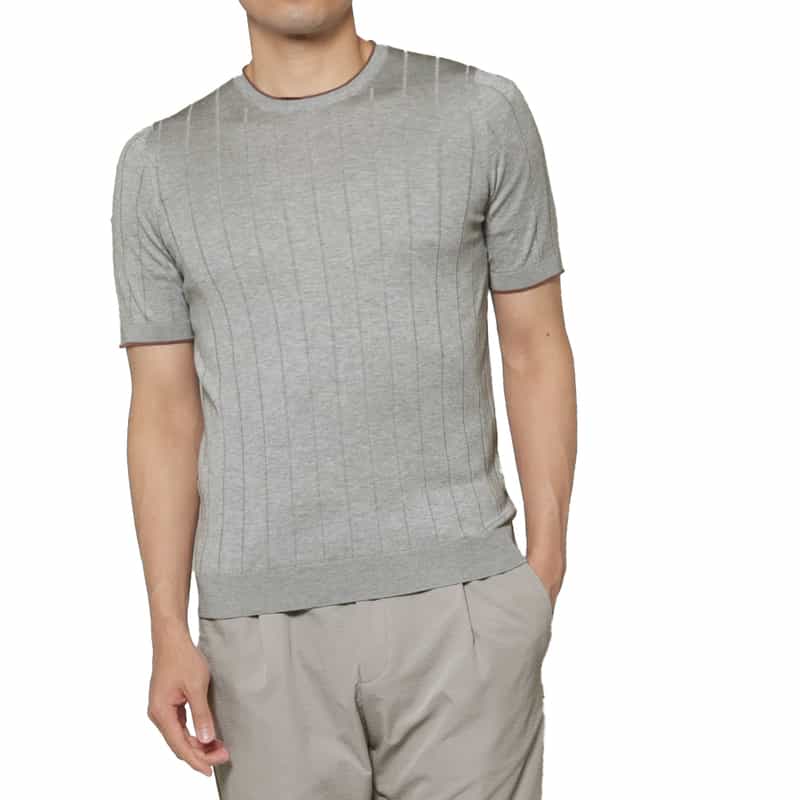 GRANSASSO＜グランサッソ＞ シルク素材クルーネックニットプルオーバー