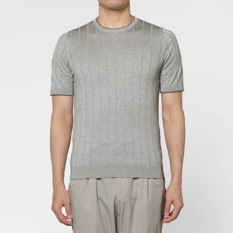 GRANSASSO GRANSASSO＜グランサッソ＞ シルク素材クルーネックニットプルオーバー LIGHT GRAY