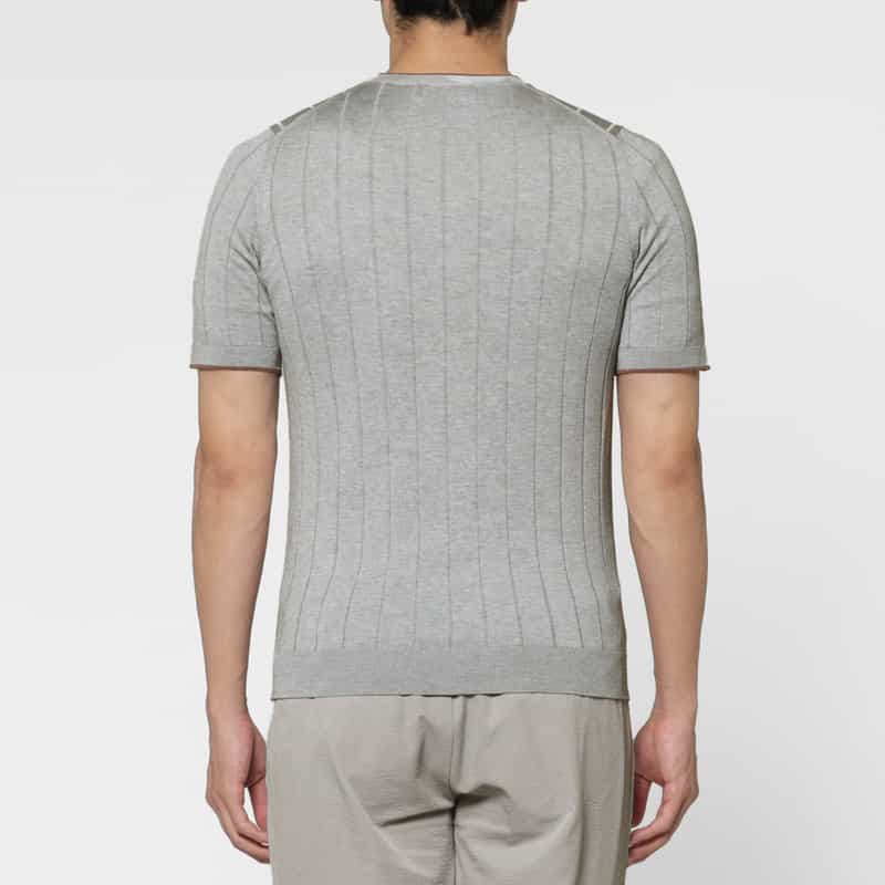 GRANSASSO GRANSASSO＜グランサッソ＞ シルク素材クルーネックニットプルオーバー LIGHT GRAY